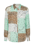 Camicia classica in lino Meredith con stampa patch bandana